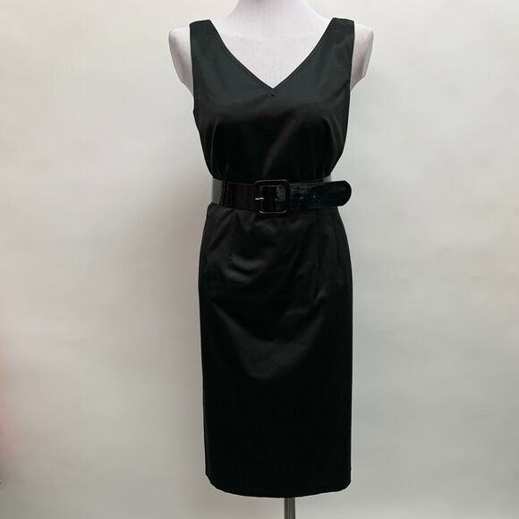 Grace Elements Women's Dress 6 Black Sleeveless with Belt V-Neck NWT - Picture 1 of 8